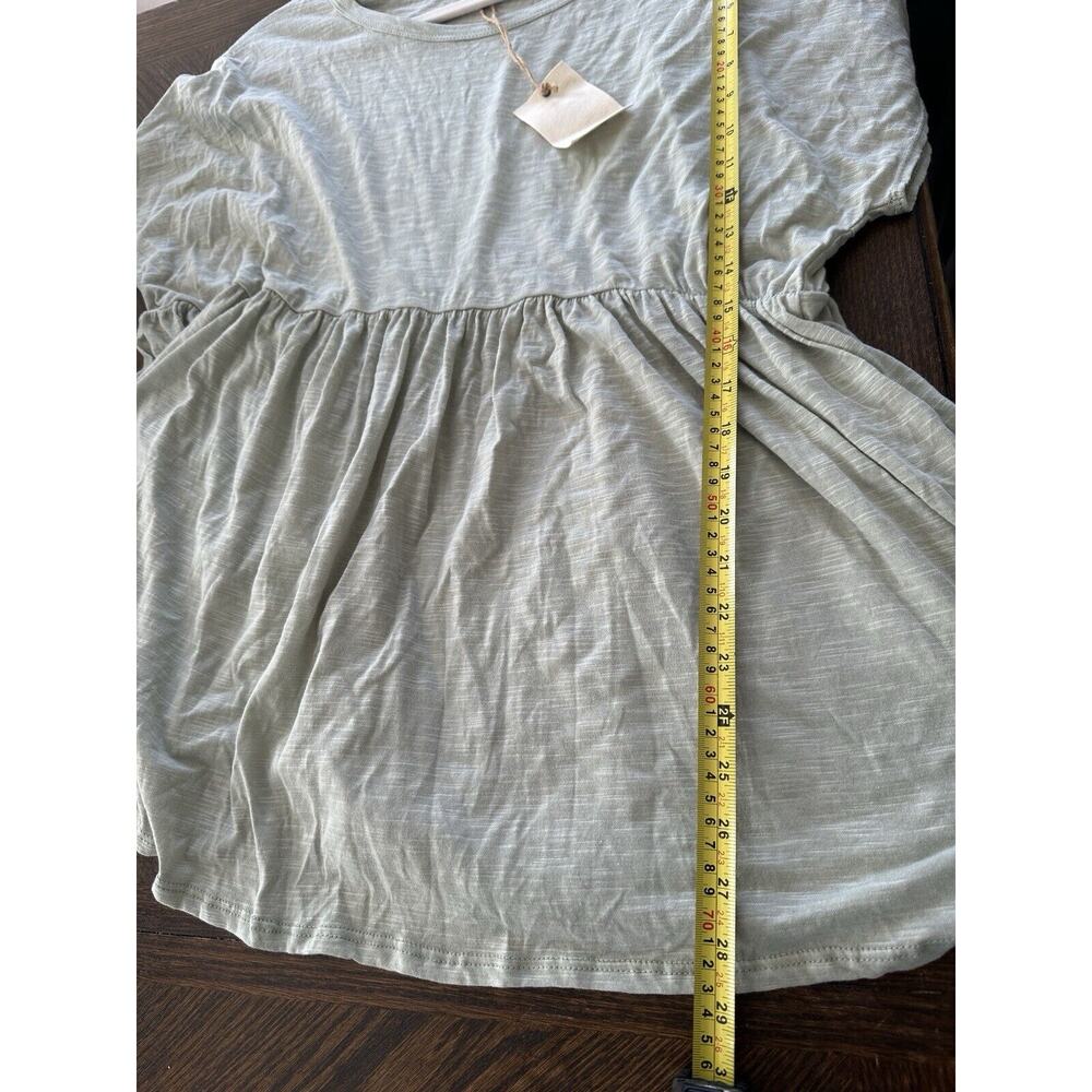 Easel Women's Short Sleeve Shirt Babydoll Flowy Green Large - Picture 4 of 6